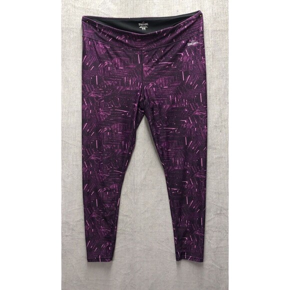 Spaulding Women’s Athletic Leggings Size XL Purple Artsy Graphic Design - Picture 1 of 10
